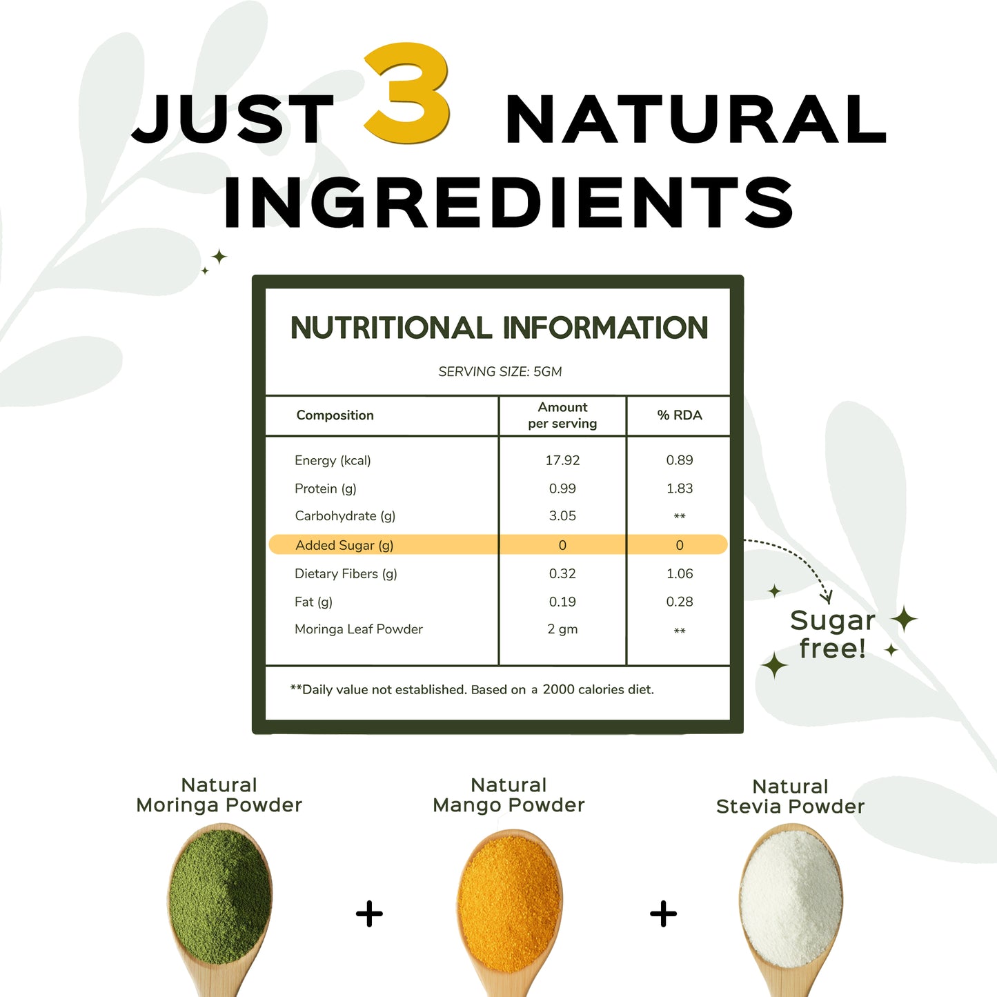 GSSB Tasty Flavoured Moringa Powder | 100% Natural Sugar-Free & Healthy Superfood | Energy & Wellness | 100g Pack