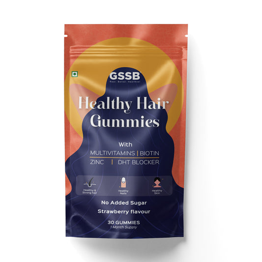 GSSB Biotin Gummies for Hair Growth, Skin & Nails – Strawberry Flavour – With Multivitamin, Zinc & DHT Blocker – 30 Gummies – Stronger Hair, Glowing Skin, Healthy Nails – For Men & Women (Pack of 1)